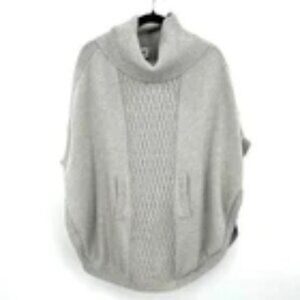 Cabi Glacier Cable Knit Poncho Cowl Pullover Sweater Oversized Gray Size SMALL